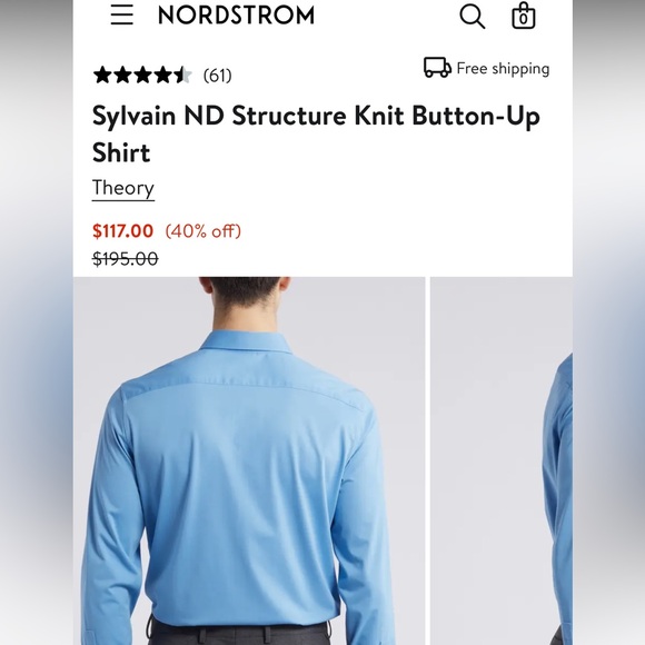 Theory Sylvain Structure Knit Button-Up Shirt - Bluef - Picture 2 of 6